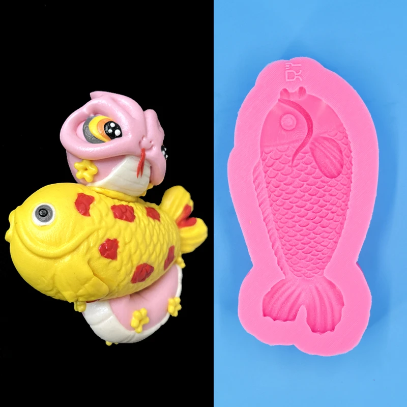 硅胶鱼模具面食花饽饽花馍中式蛋糕馒头磨具平面鱼形模鲤鱼锦鲤模