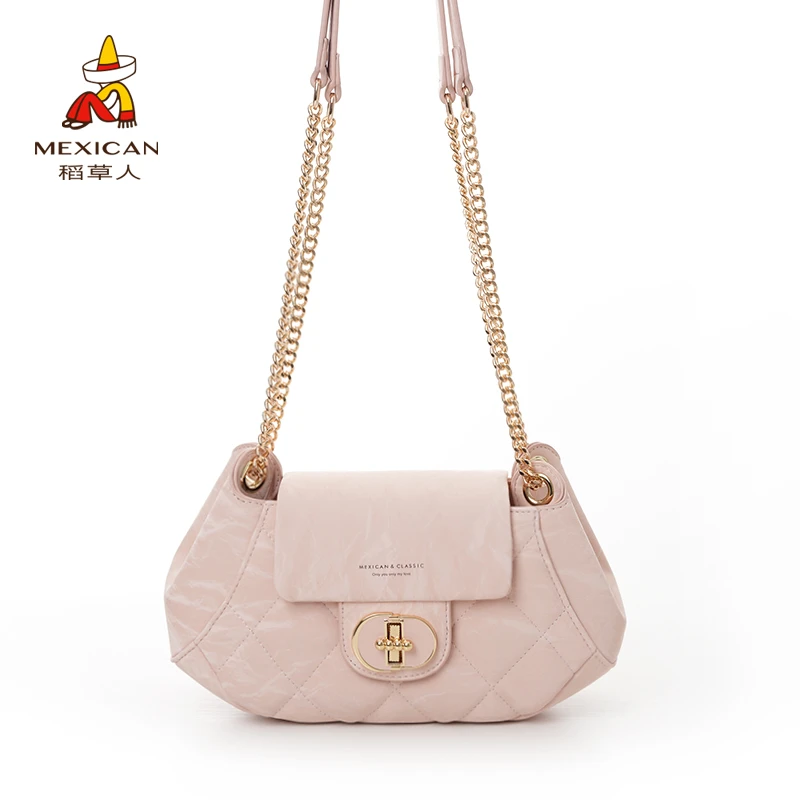 稻草人包包2025经典新款流浪单肩格纹菱格单肩斜挎月牙包