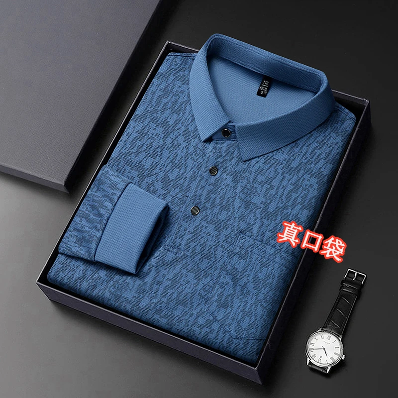 【真口袋】男士Polo衫秋季新款长袖打底衫亲肤舒适翻领男装上衣宽松