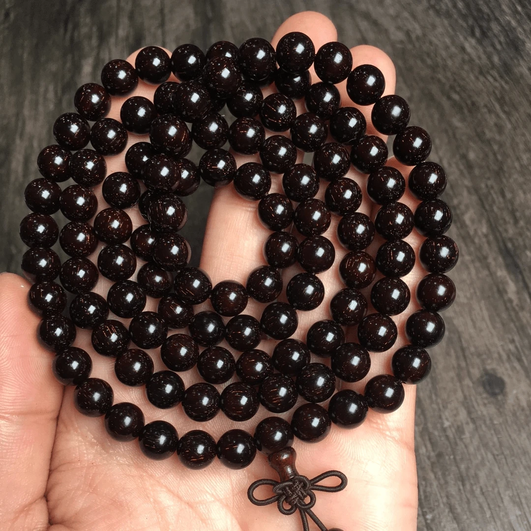 正宗印度小叶紫檀小爆满金星手串8mm108颗泥料男女情侣款手链