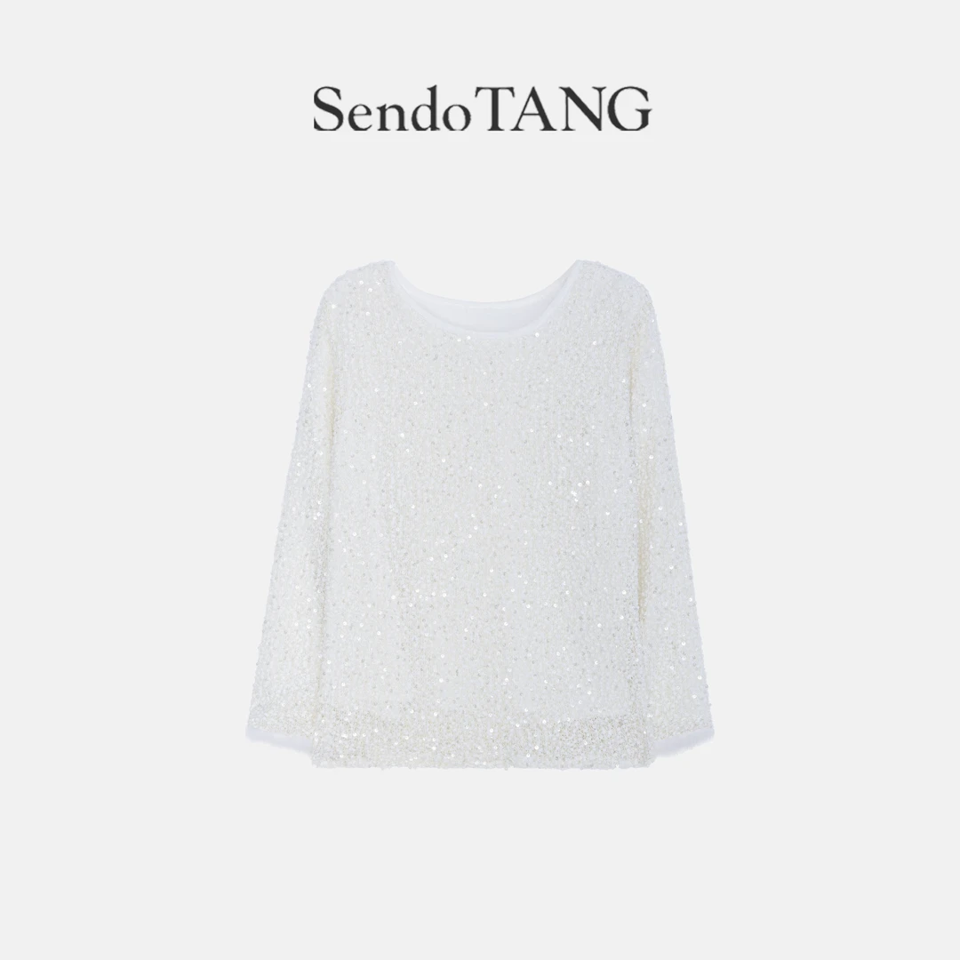 今年流行【迷恋】胖多女装时尚新款高级显瘦百搭亮片宽松长袖衬衫