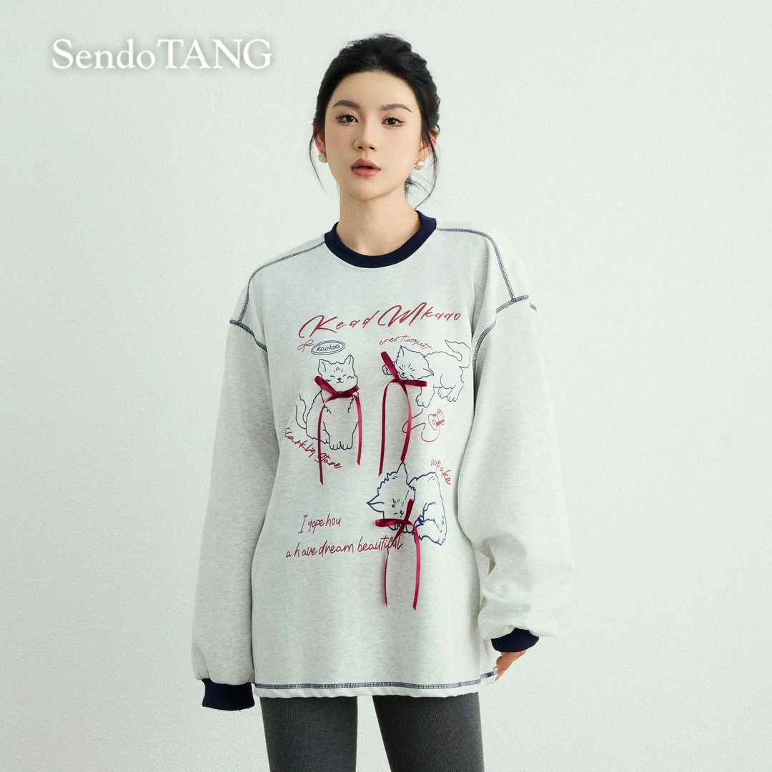 长款卫衣【许个心愿】胖多女装新款时尚高级感显瘦百搭宽松卫衣