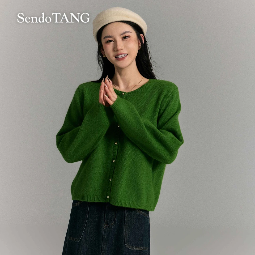 软糯舒适【小家碧玉】胖多女装时尚新款圆领软糯显瘦宽松针织开衫