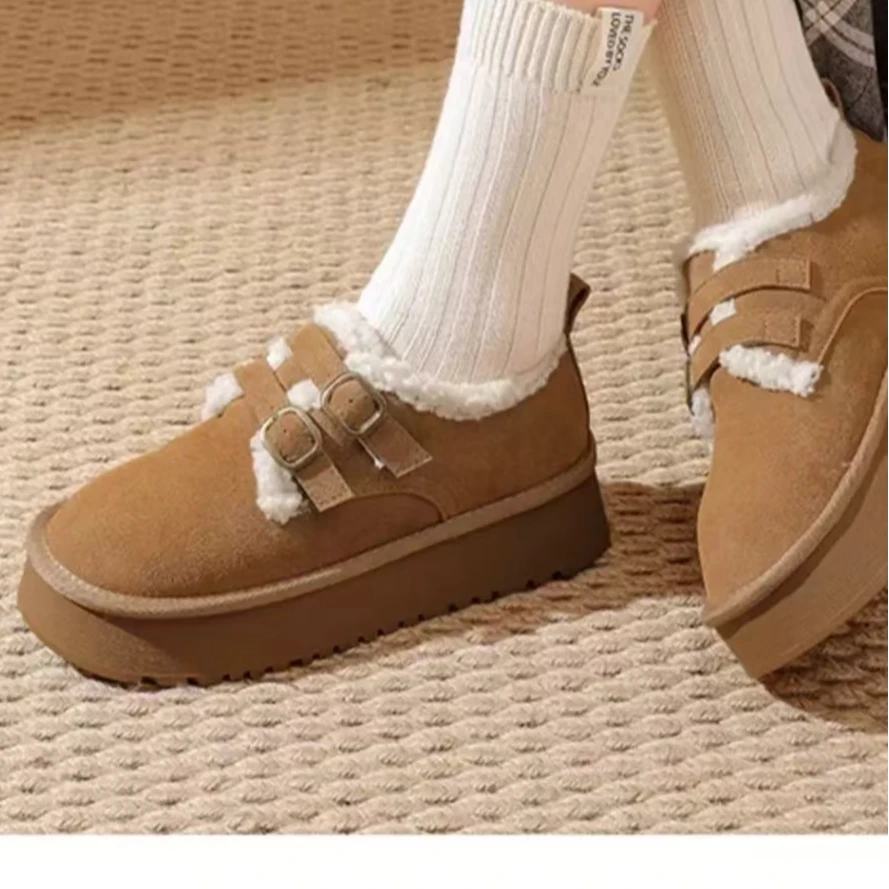 5013加绒勃肯女鞋秋冬2024新款增高厚底保暖棉鞋松糕复古雪地靴