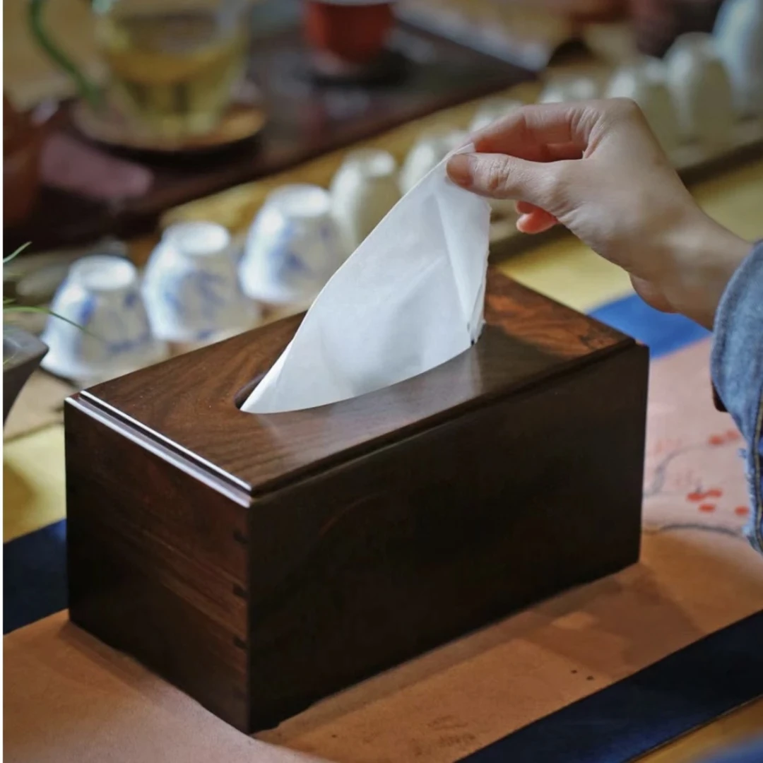 奢侈品全独板大红酸枝纸巾盒