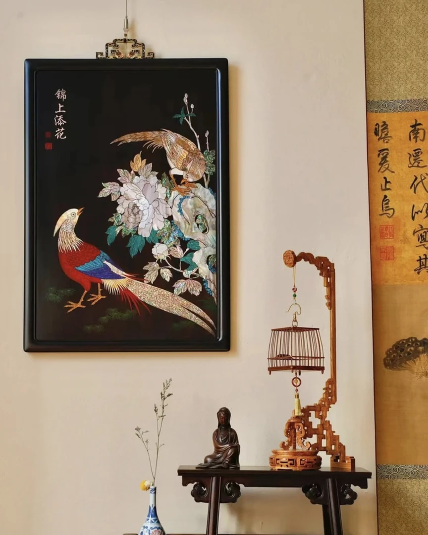 东非黑黄檀紫光檀螺钿挂屏