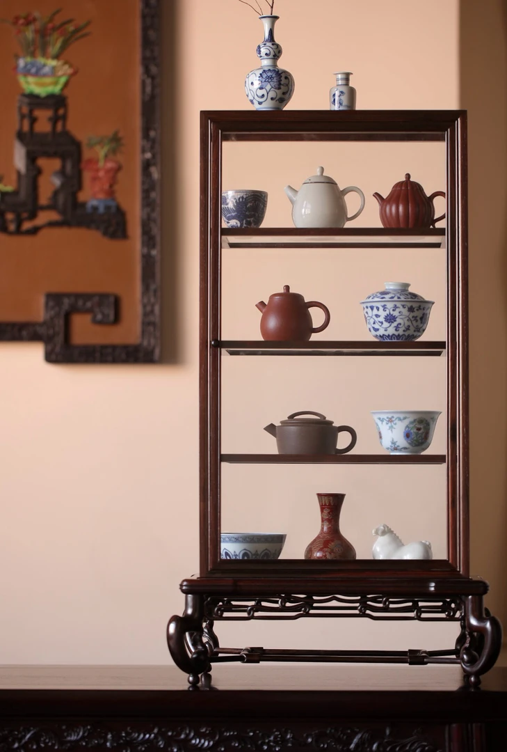 故宫款奢侈品老挝大红酸枝交趾黄檀多层宝笼展示柜