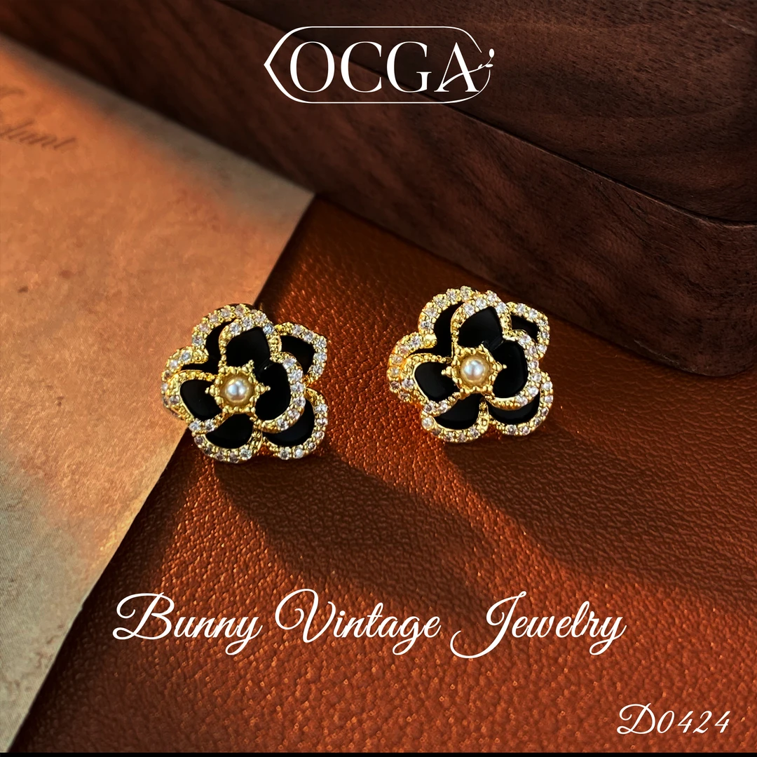 D0694  法★【 Camellia】秋冬山茶花 OCGA 欧斯伽斯 耳钉