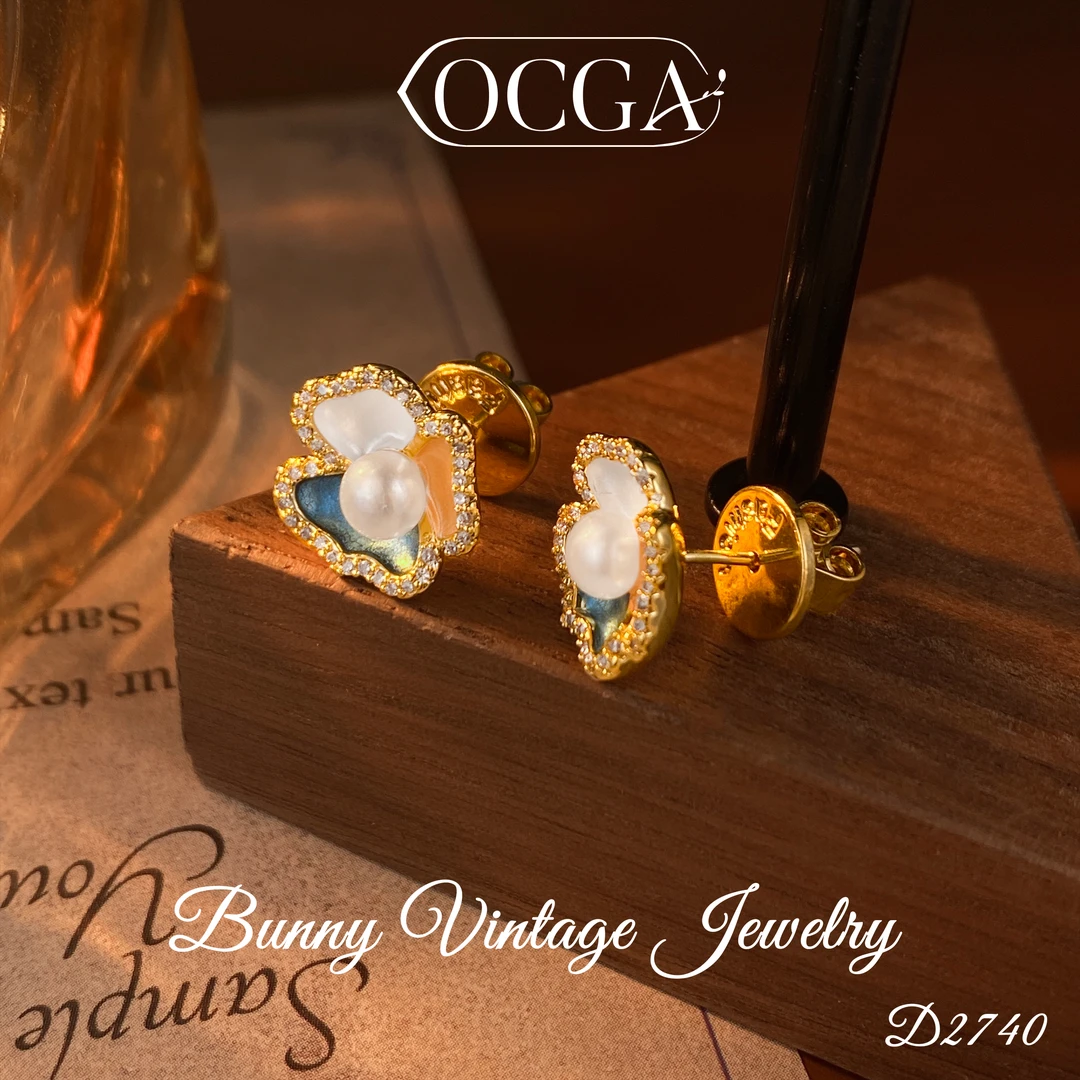 D2740 法★【三色花】OCGA 欧斯伽斯 耳钉