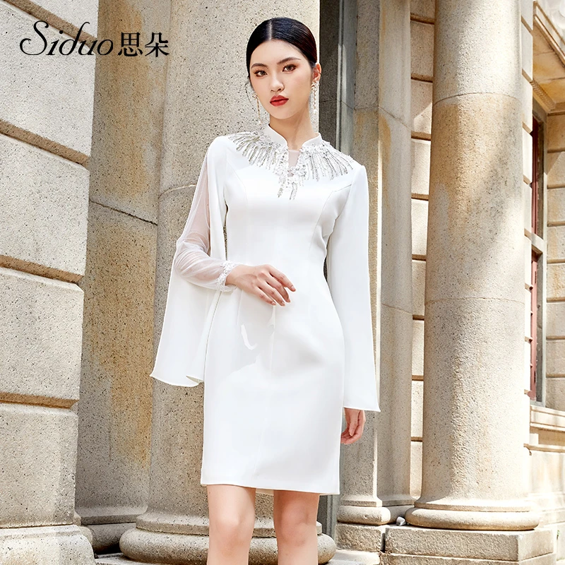 S23185思朵SIDUO显瘦春季长袖秋季复古中式宴会显瘦春季礼服