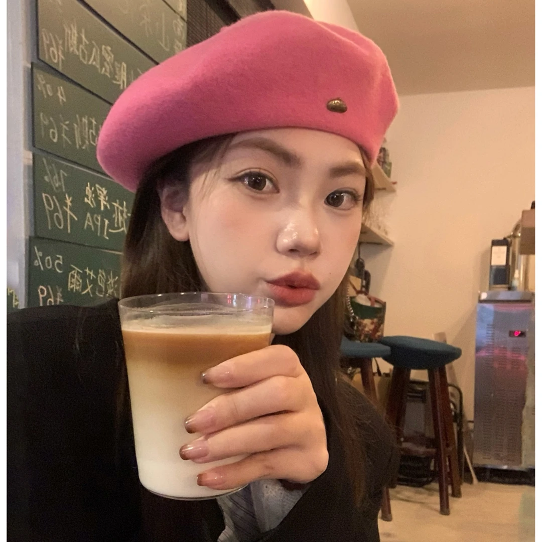贝雷帽女2023新款高品质羊毛呢复古百搭画家帽子秋冬韩版蓓蕾帽潮