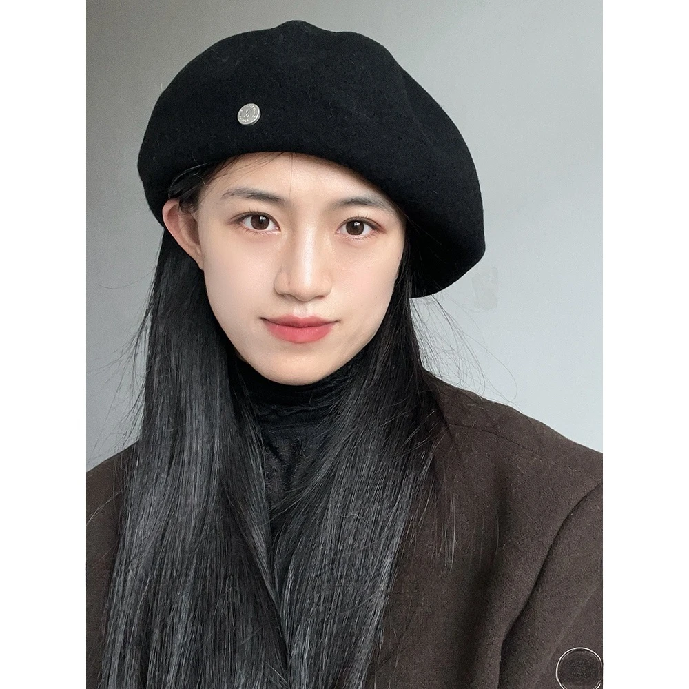 大头围 显脸小 大板型羊毛呢贝雷帽云朵画家帽 英伦复古 纯色澳毛