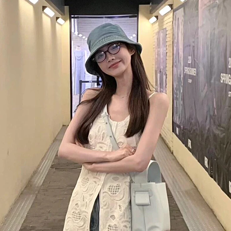 日系做旧牛仔渔夫帽女夏季新款素颜平顶遮脸盆帽百搭水洗早八帽子