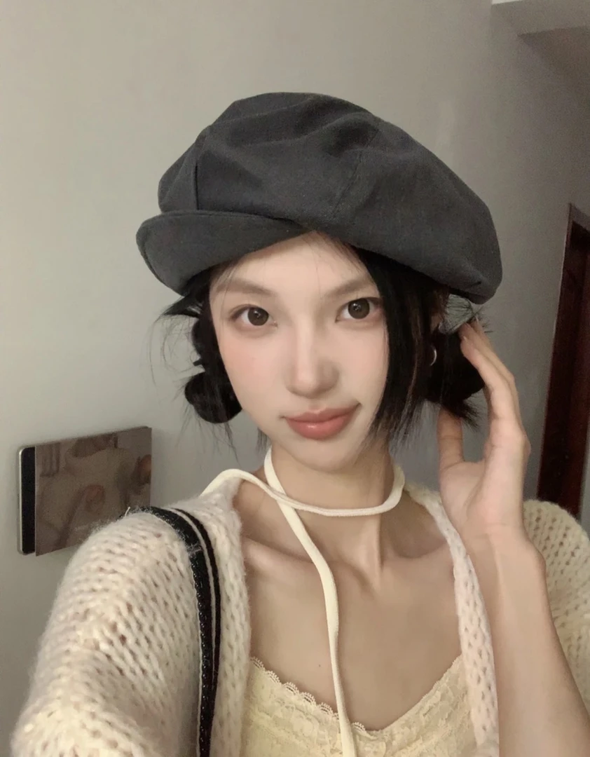 2025春夏新款素板一帽三戴多种戴法贝雷八角帽显脸小百搭云朵帽