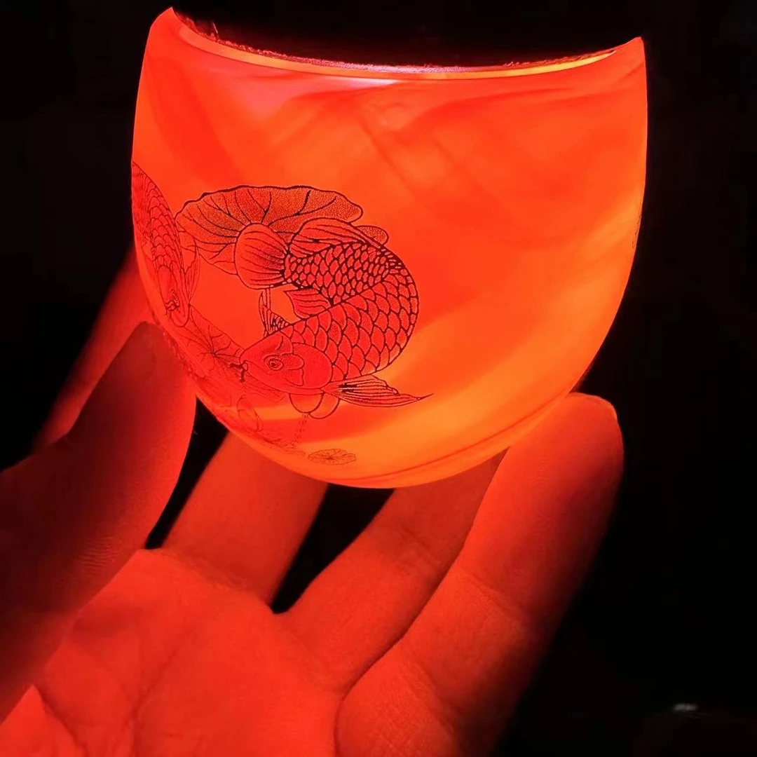 【九龙鱼国尊红】琉璃茶杯陶瓷主人杯单杯国礼瓷茶盏品茗杯高端瓷A