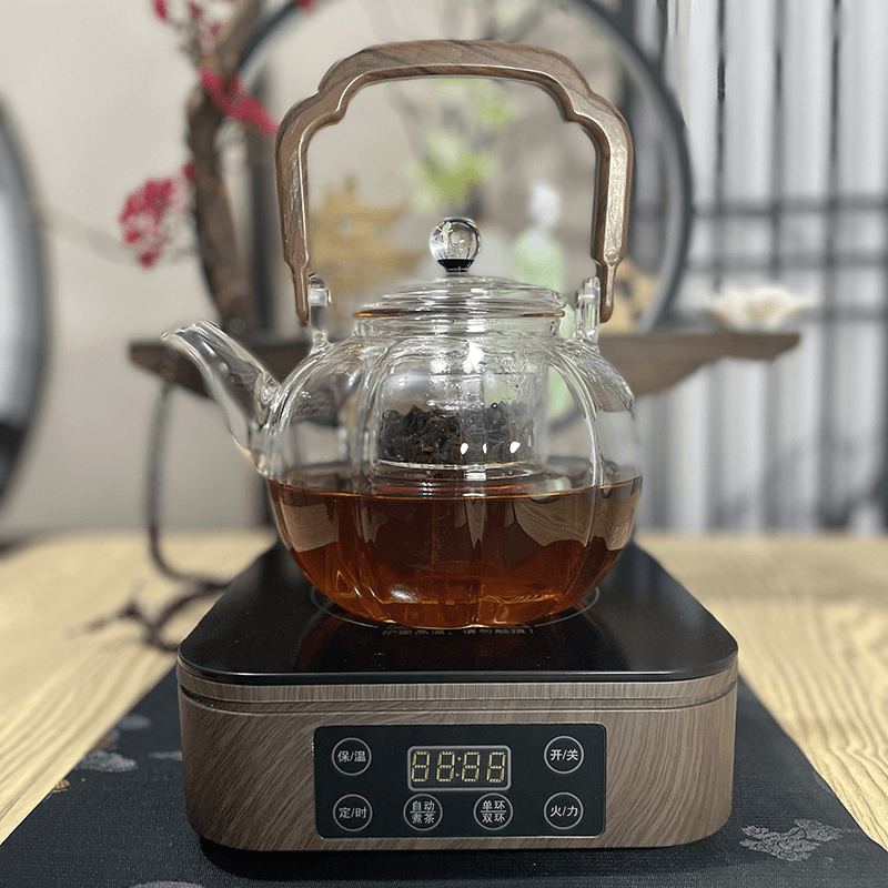 围炉煮茶高档电陶炉蒸茶炉 耐高温高硼硅玻璃煮茶器提梁壶侧把壶