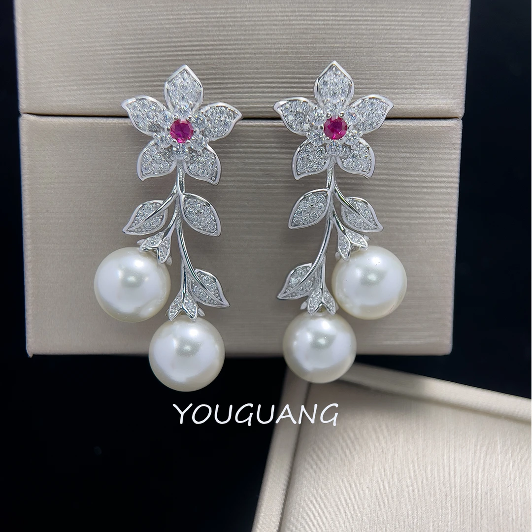 【有光饰品】060 红耳钉耳饰花型欧美时尚轻奢