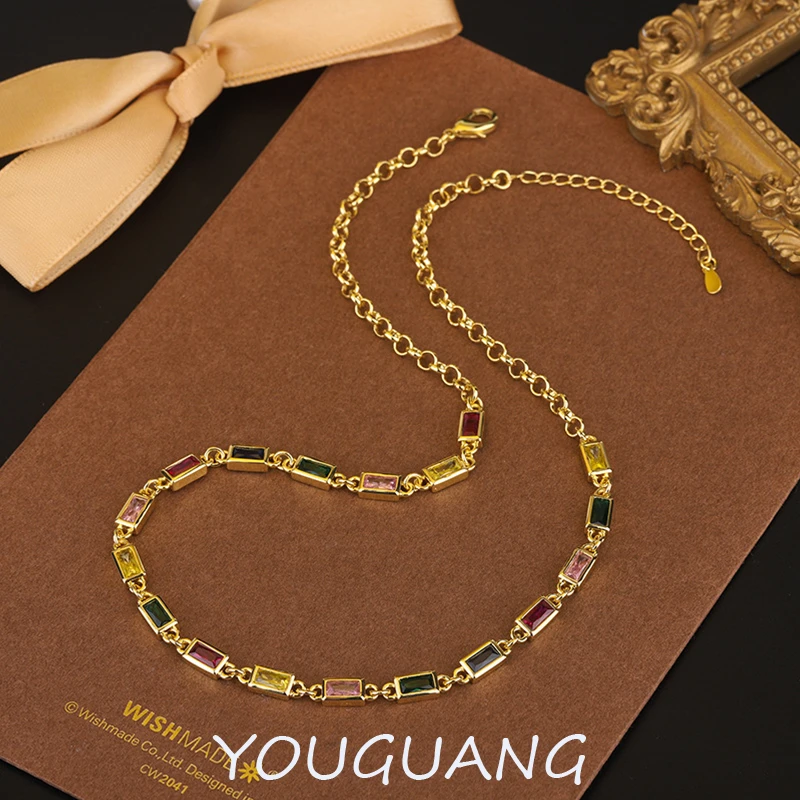 【有光饰品】083 女式闪耀拼色性感玻璃项链