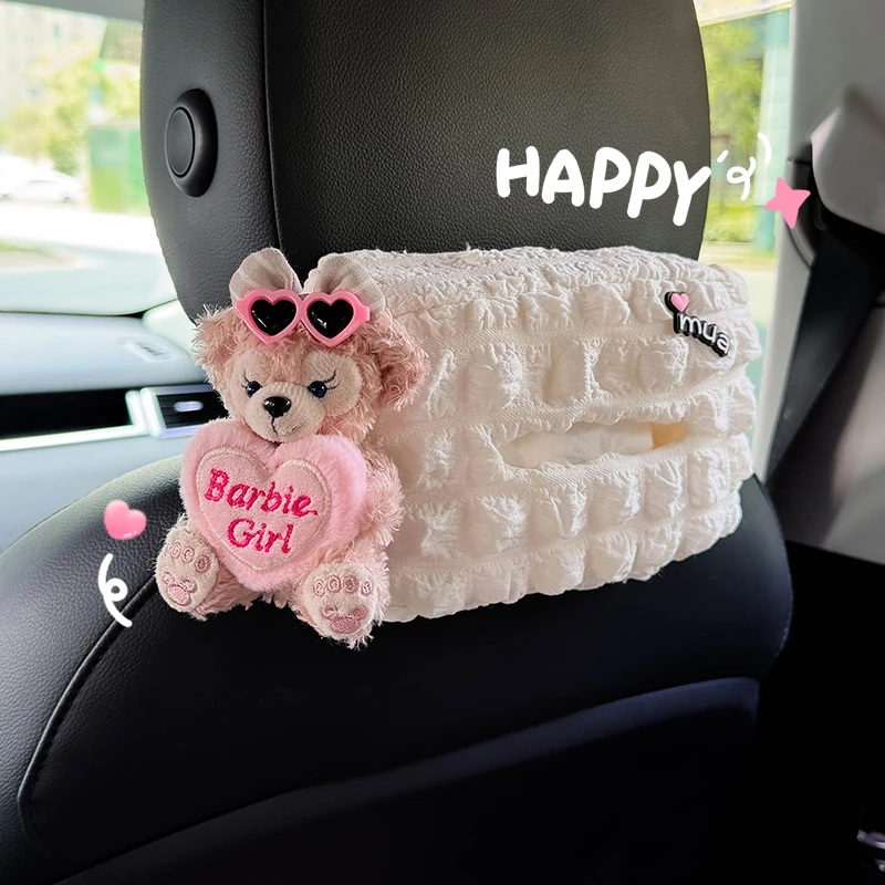 雪莉玫车载纸巾盒汽车后排座椅背抽纸袋挂式车内纸巾袋装饰女可爱