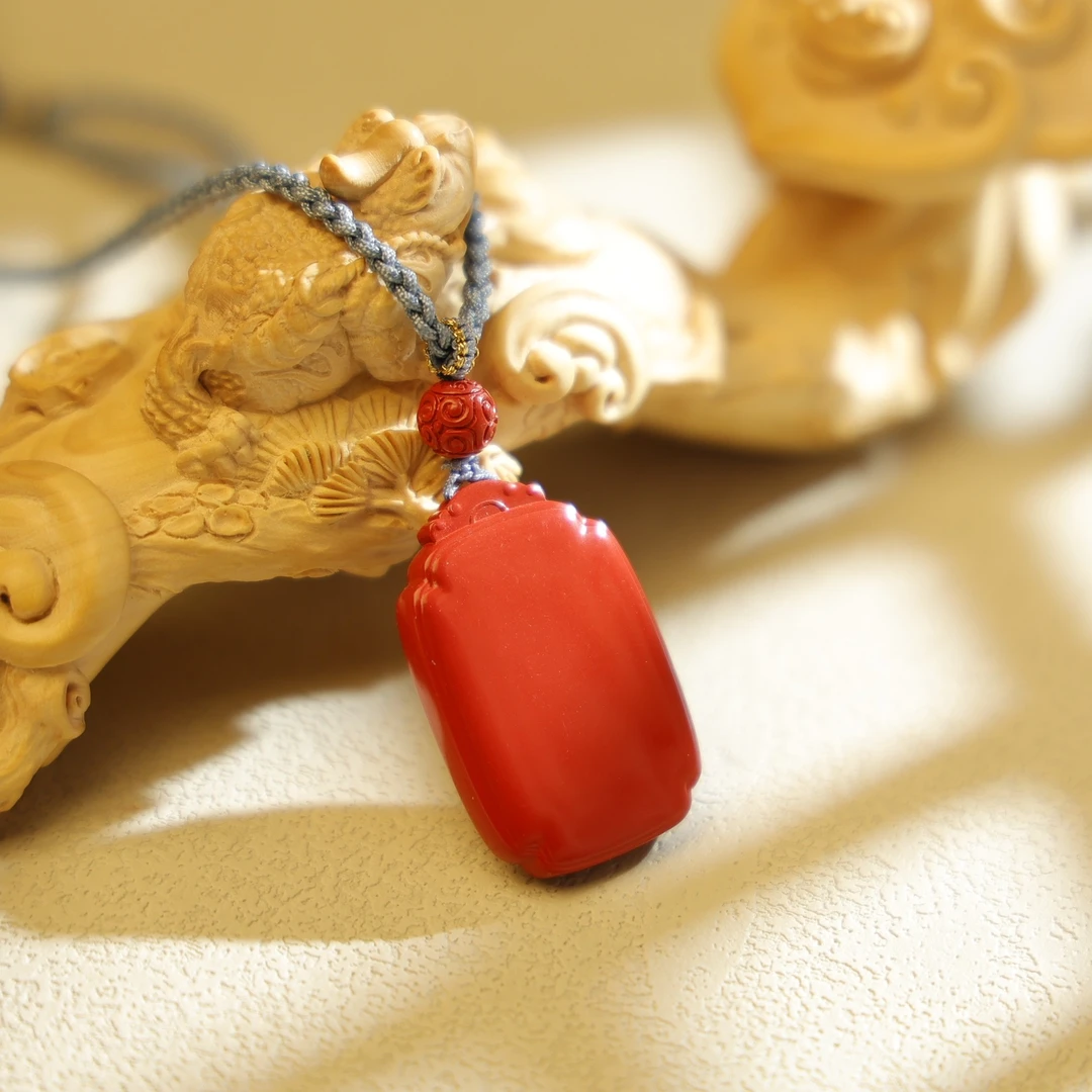 天然辰砂五台山朱砂平安无事牌吊坠