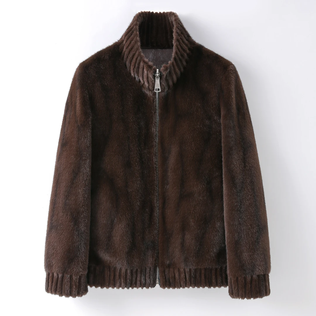 [飞驰严选]2023秋冬新款翻领貂绒两面穿休闲时尚男士外套夹克