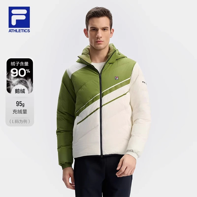 FILA斐乐男装轻薄羽绒服冬季百搭运动连帽保暖外套A11M443901F