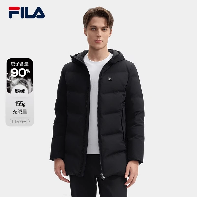 【反季爆款】FILA斐乐男装冬季鹅绒加绒保暖连帽羽绒服F11M443903F