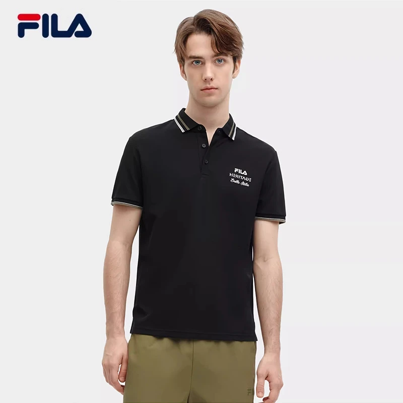 FILA斐乐男装2024春商务休闲POLO衫运动舒适短袖上衣F11M418105F
