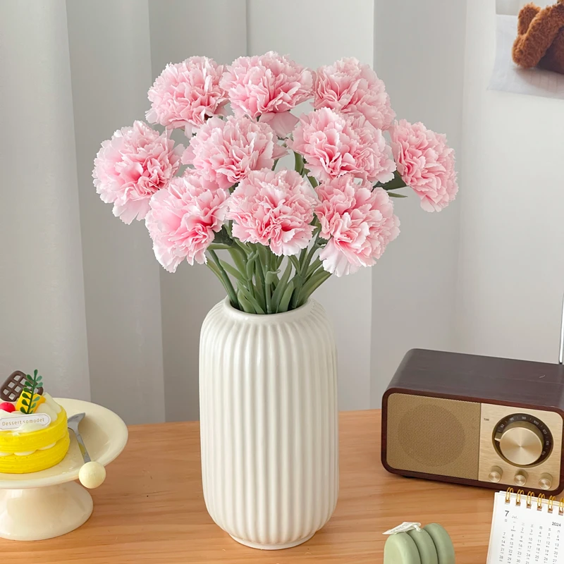 高级感康乃馨仿真花假花束摆设客厅电视柜餐桌装饰仿生干花艺摆件