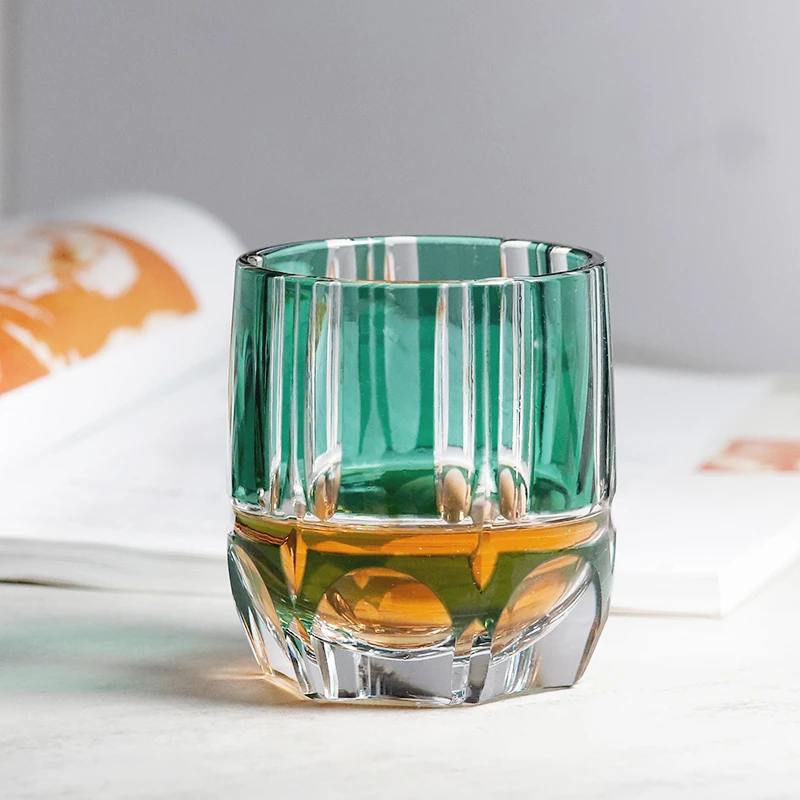 限量日式江户切子平安竹水晶玻璃威士忌纯色复古创意无铅手工个性