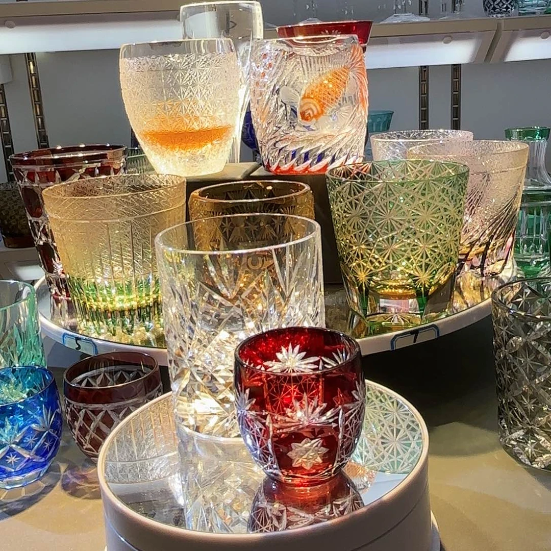 水晶玻璃无盖款繁花透色6个