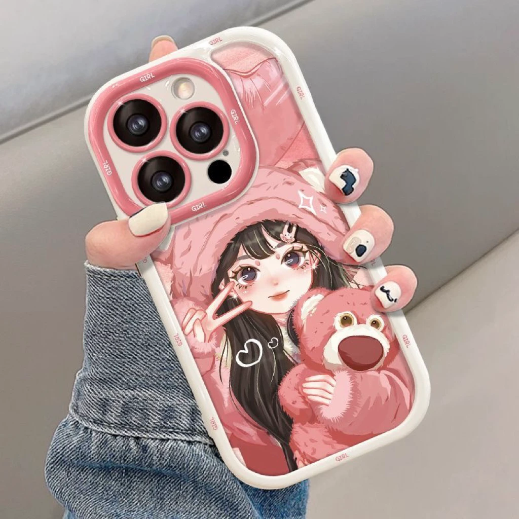 粉衣少女适用苹果15promax手机壳14/13软12华为/小米/vivo/oppo女