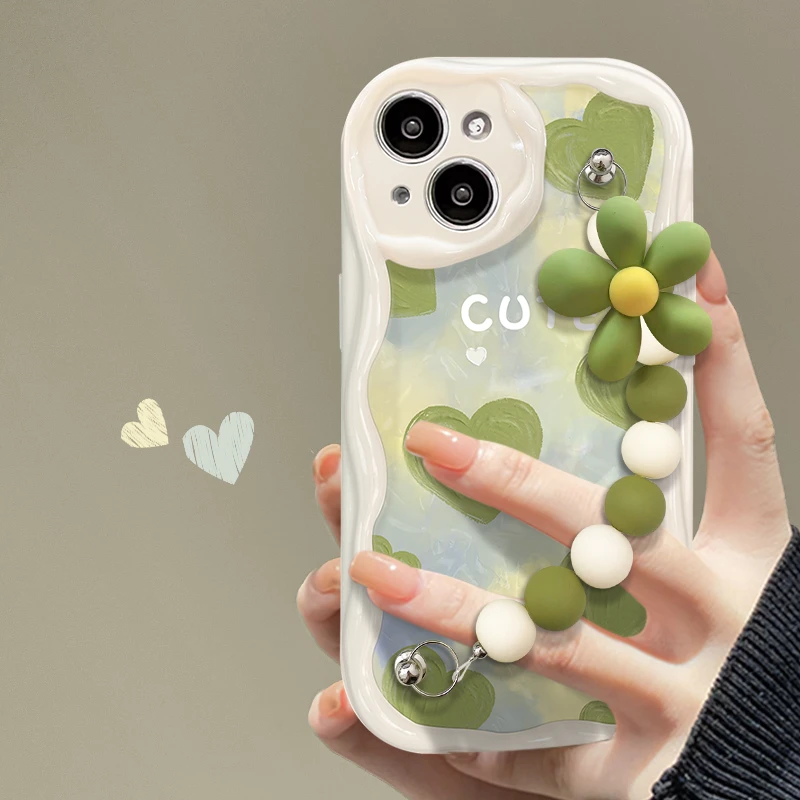 油画绿色适用苹果15promax手机壳14/13软12华为/小米/vivo/oppo女