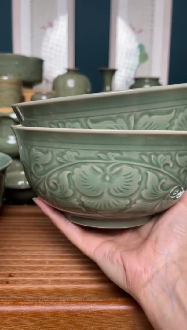 【闪购商品】瓷其他2只7寸缠枝牡丹面碗微瑕浮力