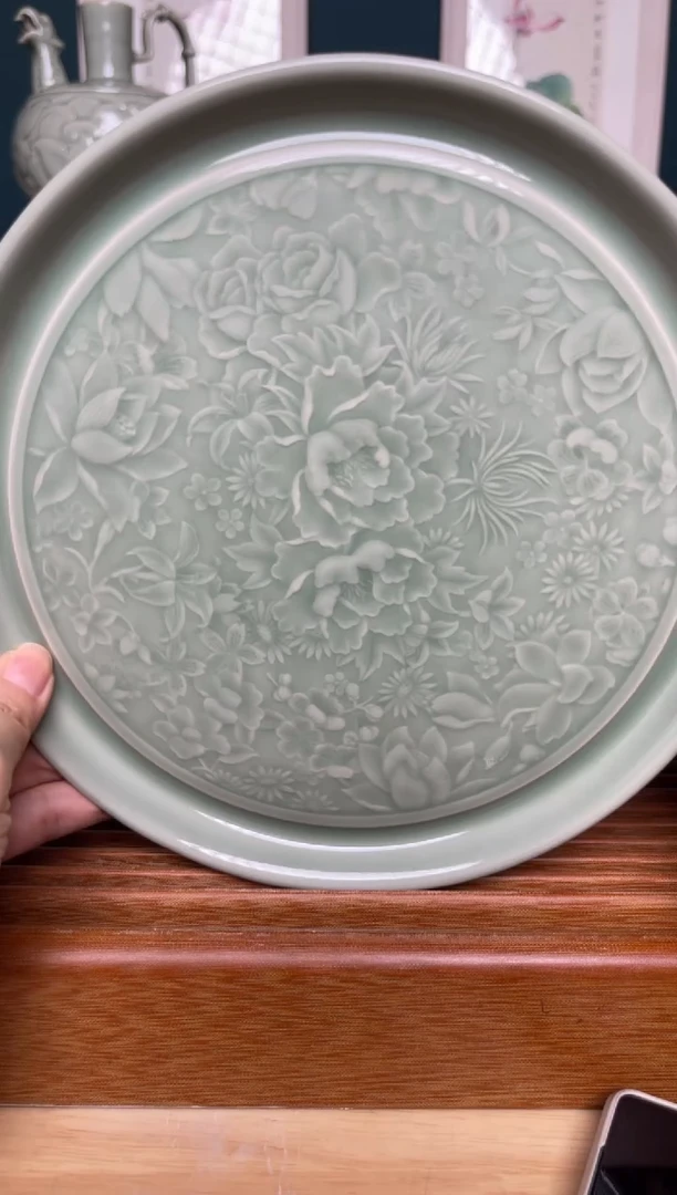 【闪购商品】瓷其他天青色百花壶承微瑕浮力