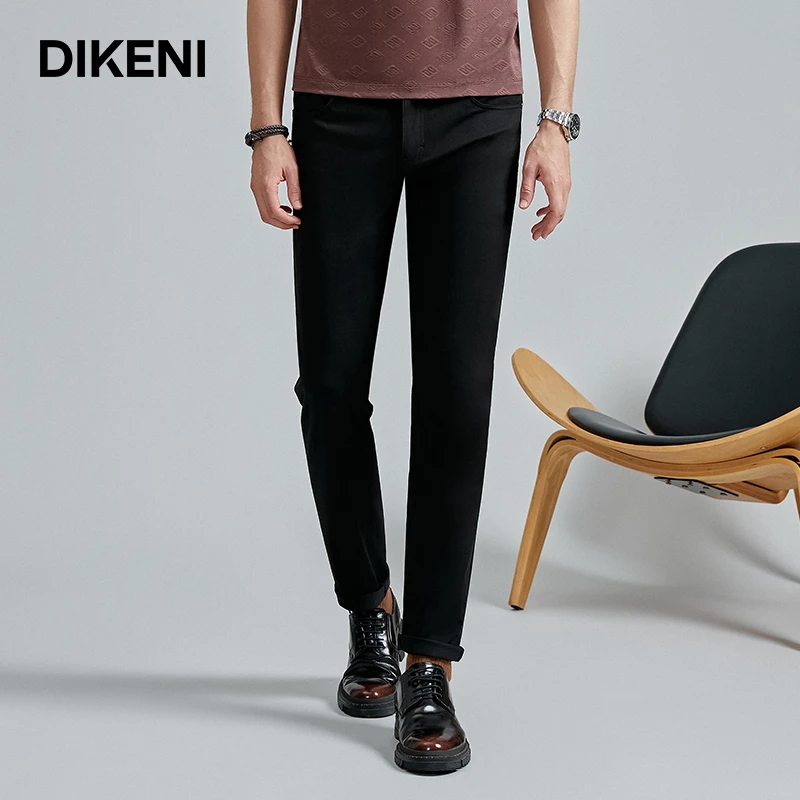 迪柯尼 高端时尚百搭五袋裤四面弹力修身男士针织休闲裤12361H381