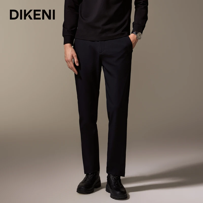 【含绵羊毛】迪柯尼2024年秋季新款高级黑色男士休闲裤14561H009