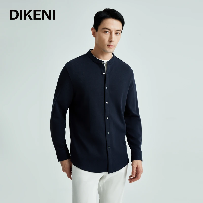 迪柯尼新中式立领针织外套男士亲肤莫代尔棉弹衬衫夹克13523H909