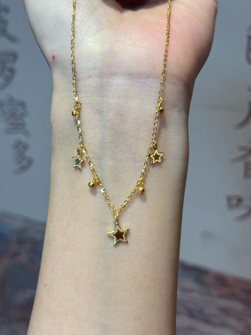 足金999精工5G时尚精致星星滴流套链GC