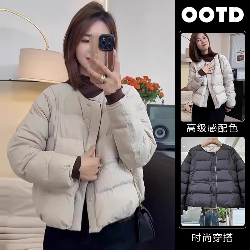 2025春秋新款时尚加厚短外套女今年流行保暖洋气圆领休闲面包服潮