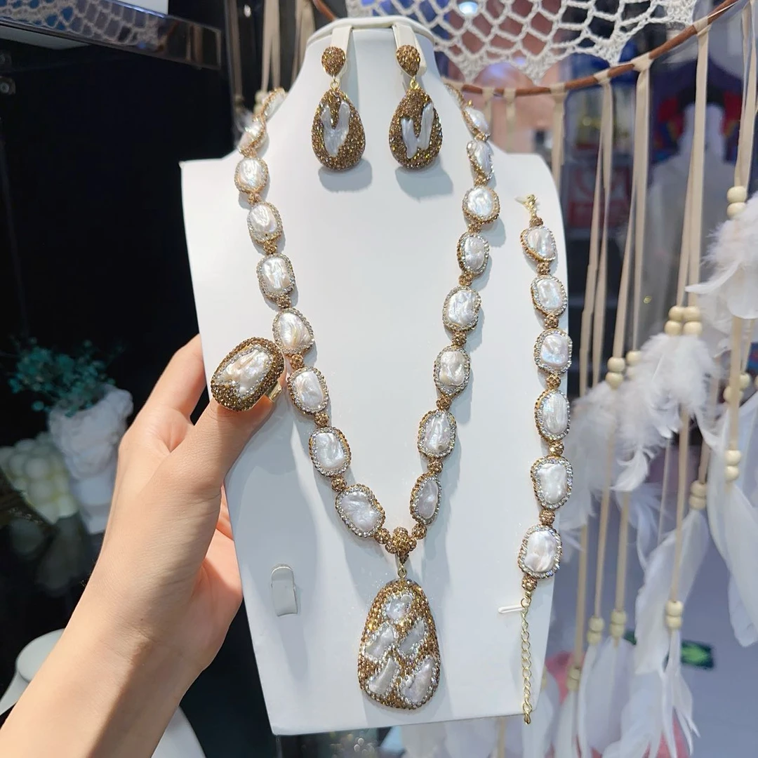 铜合金项链 GULUM 032 复古轻奢手工长款项链素款金色妈妈四件套