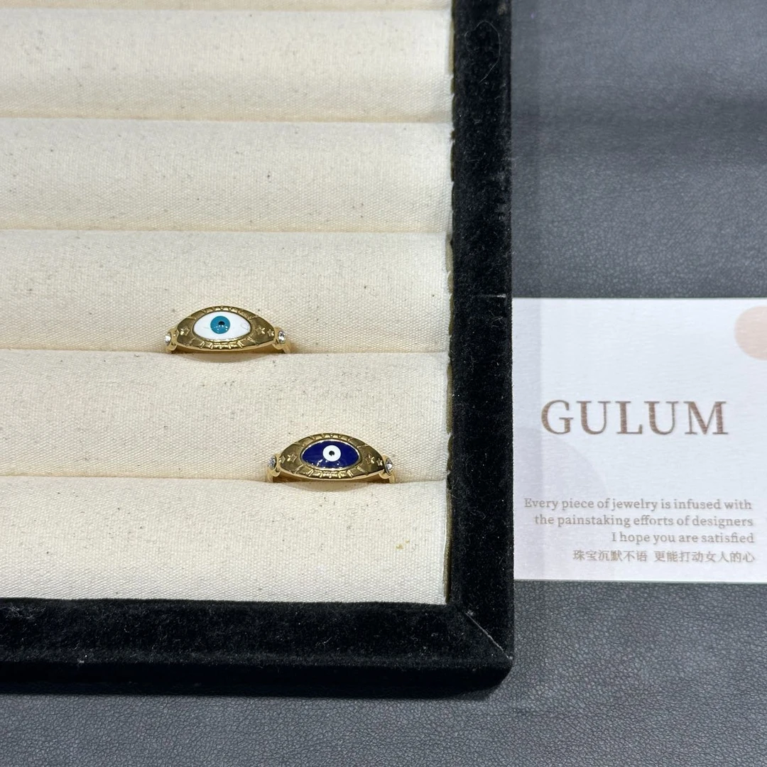 铜合金戒指  GULUM 342铜合金戒指轻奢欧美ins中古双色素款戒指