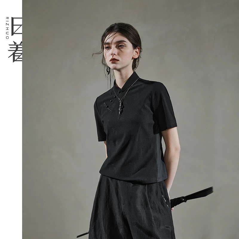 欧若新中式日着女装2025夏季新款中国风上衣提花短袖T恤Z24C105T0