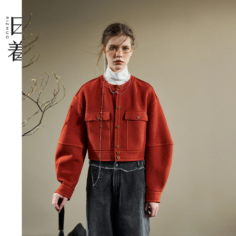 日着原创女装2024秋季新款小香风通勤气质短款毛呢外套RB3119W0