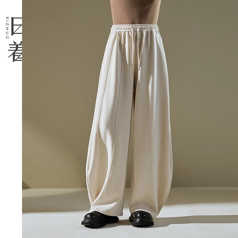 日着原创女装2025秋季新款休闲灯笼裤拼接垂感抽绳阔腿裤RB8318K0