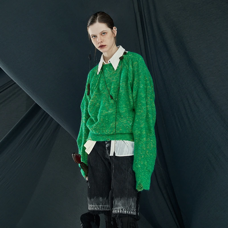 日着原创设计女装秋冬小众别致高级感上衣慵懒针织毛衣女RA3204M0