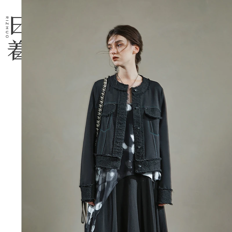 日着原创女装2025早春穿搭拼接复古百搭牛仔外套女款Z24C104W1