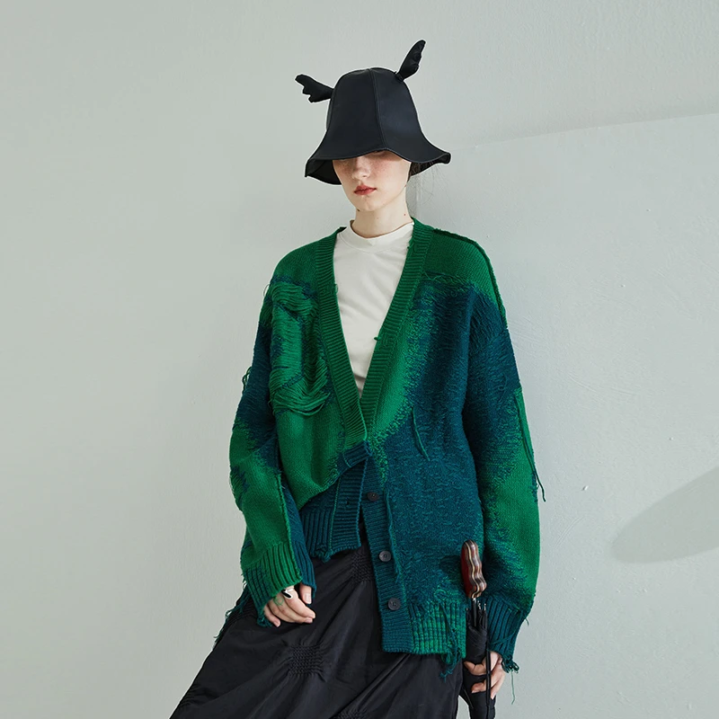 日着原创设计女装春秋时尚慵懒风宽松休闲针织开衫毛衣女RC1189M0