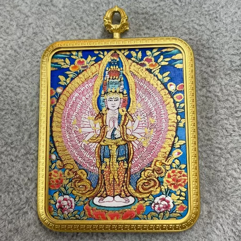 千手观音唐卡民族风藏风艺术装饰画