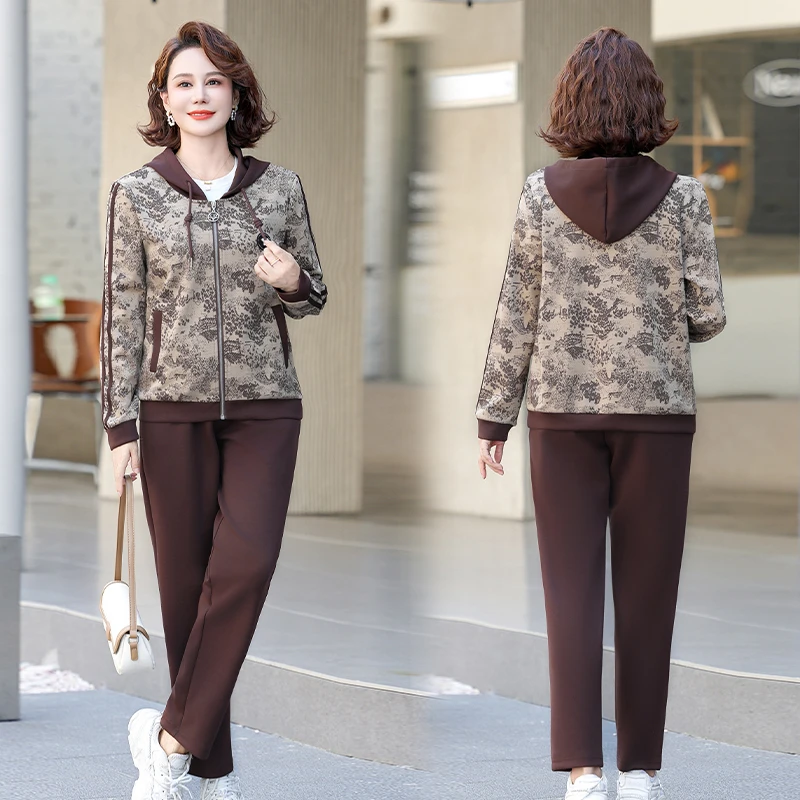 上衣+裤子】中年妈妈装女装运动套装春秋装新款40岁50休闲两件套
